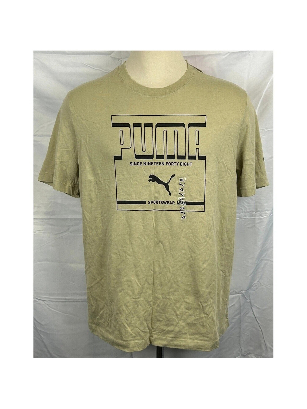 Puma Men's XL Beige Spell Out Logo Graphic T-Shirt NWT
